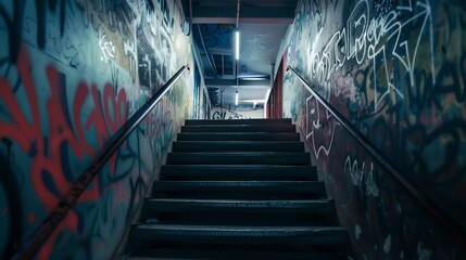 Gym staircase motivational quotes on walls urban mood creative scene