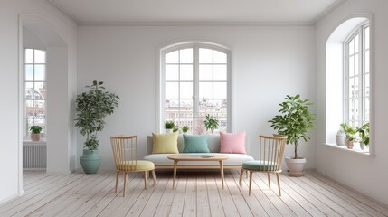 Scandinavian Room with Soft Pastel Aesthetic