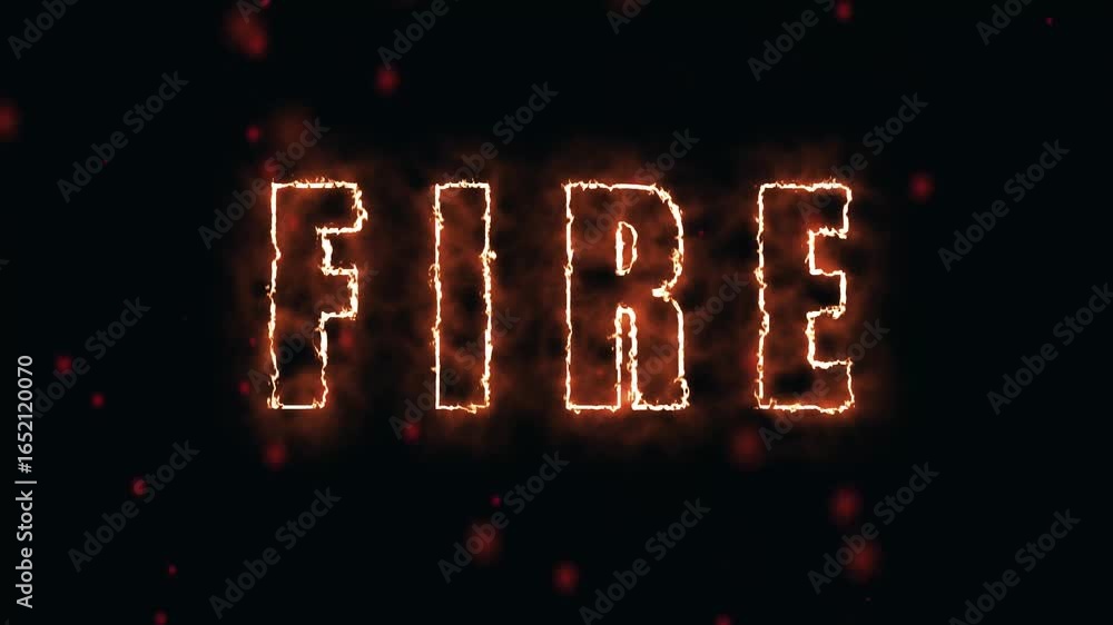 Poster flaming alphabet animation with fiery text design for cinematic intros and broadcast graphics. burni