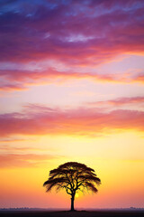 Obraz premium tree silhouette at sunset