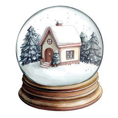 Winter Wonderland Snow Globe with Cozy Cottage