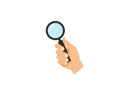 Magnifying Glass in Hand Investigation Research Discovery isolated on transparent background