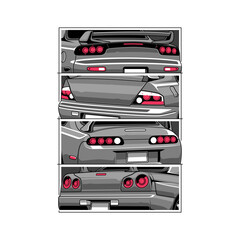 Rear Side Sport Car Illustration