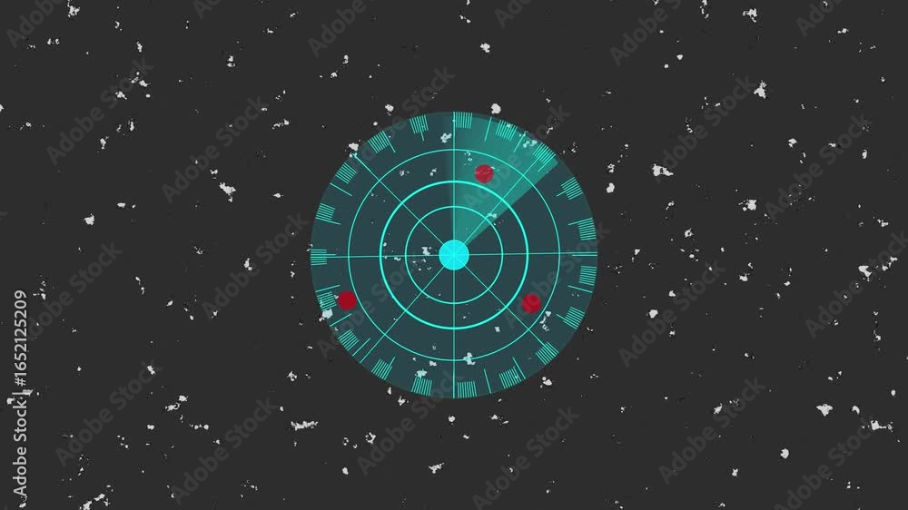 Poster animated hud radar screen with teal glowing interface for tracking targets and futuristic monitoring
