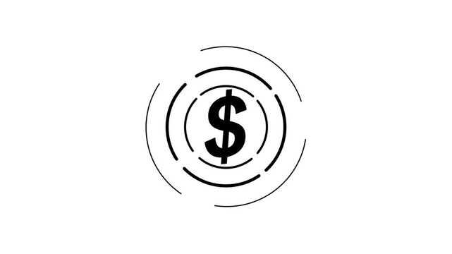 White-colored dollar symbol. On blue-colored background. Horizontal composition