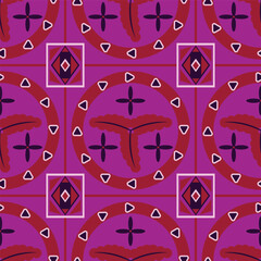 Stilish colorful seamless pattern with circles and diamond ornament