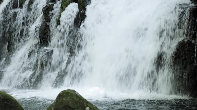 Waterfall Overflowing with Abundant Clear Water from a Mountain Stream | Tateshina Otaki Waterfall, Nagano, Japan