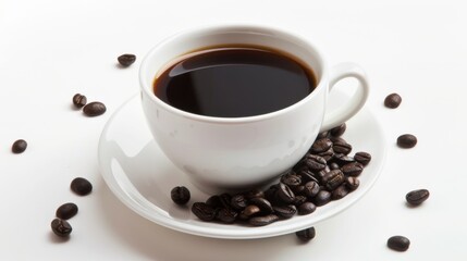 Fototapeta premium A Cup of Coffee on an Isolated White Background