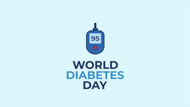 World diabetes day 4k animation on clean background seamless looping