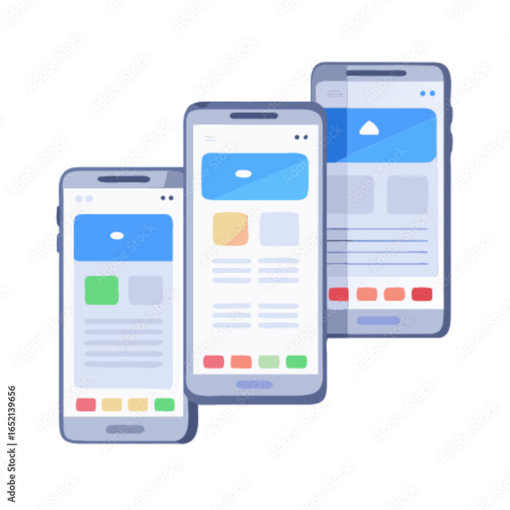 Poster mobile app development ux ui design smartphone interface application wireframe mockup vector illustr
