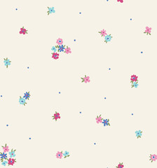  Cute beautiful small multicolour abstract summer ditsy seamless floral pattern