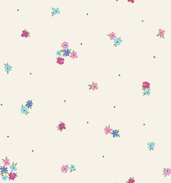  Cute beautiful small multicolour abstract summer ditsy seamless floral pattern