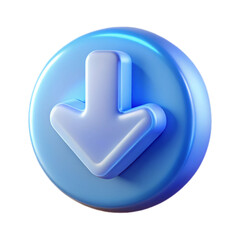 Modern 3D Blue Download Arrow Icon Button Design