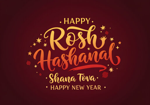 Happy Rosh Hashanah Greeting Card Design with Shana Tova and New Year Wishes.
