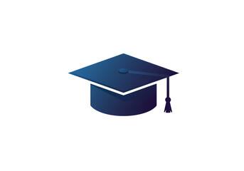 Abstract Graduation Cap: Education Symbol, Dark Blue Gradient isolated on transparent background