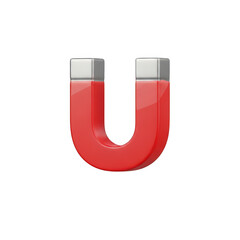 3d red magnet isolated on transparent background