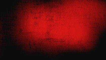 Red grunge textured background with dark edges for abstract design and backdrop