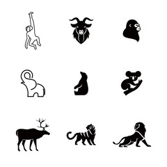 Black and White Animal Icon Collection