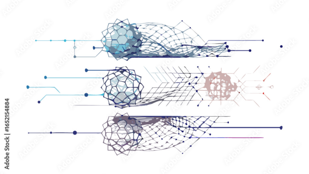 Poster abstract network connection digital technology background with connecting dots and lines art