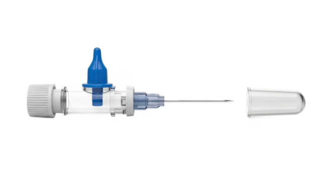 Intravenous catheter with needle for drip infusion isolated PNG with Transparent Background