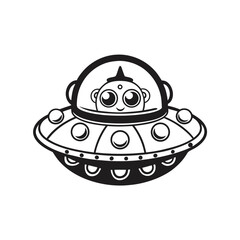 Minimalist Alien UFO Spacecraft with White Background and Shine Details