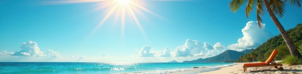 A dazzling summer day, ideal for a solstice getaway Blue sky and vibrant sunshine , tranquility, shine, travel