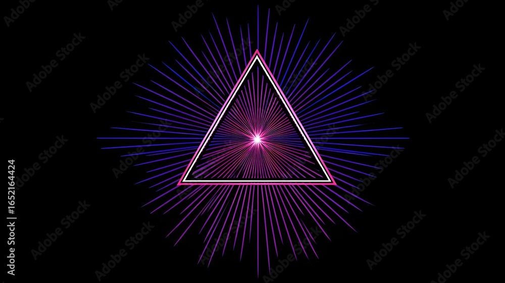 Poster geometric triangle design with radiating lines.