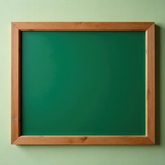 Empty green chalkboard with rustic wooden frame , old, sign, classroom supplies