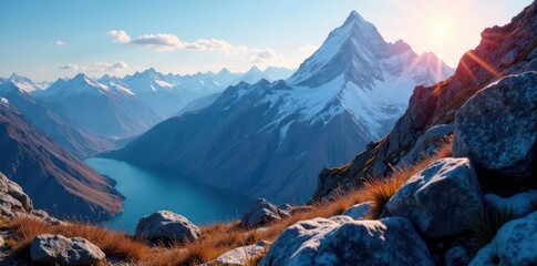 Fiber optic cable strung across rugged mountain peaks, innovation, infrastructure