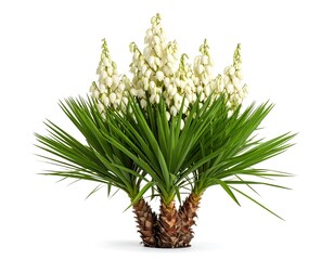 Cluster of Yucca flowers against white