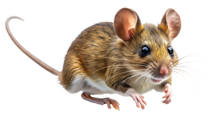 Cute Brown Field Mouse Posing Portrait on Transparent Background on white background