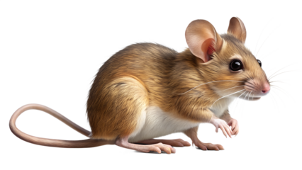 Cute Deer Mouse Close Up Portrait on Transparent Background on white background