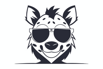 Cartoon Hyena with Sunglasses Icon on White Background Design