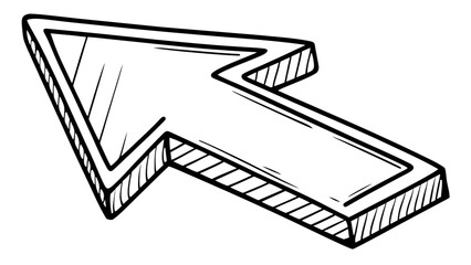 Stylized Arrow Illustration with Rough Edges on Transparent Background on white background