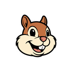Classic Squirrel Mascot Head Logo, Big Smile and Fluffy Cheeks