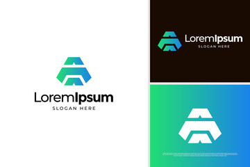 Initial letter A space logo. Launching take off rocket modern technology logo design template