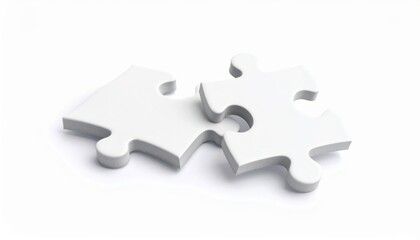 Obraz premium Two White Puzzle Pieces Overlapping