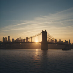New york bridge silhouette
