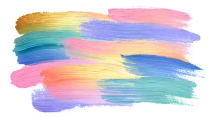 Colorful brushstrokes, isolated on transparent background