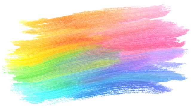 Rainbow brushstroke texture, isolated on transparent background