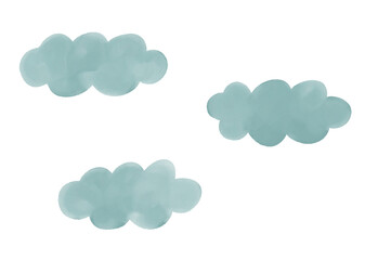 手描き水彩風の曇イラスト