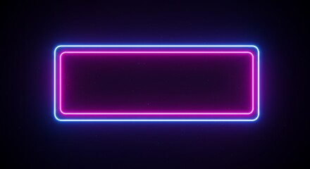 Fototapeta premium Glowing Neon Rectangle Frame with Cosmic Starry Background