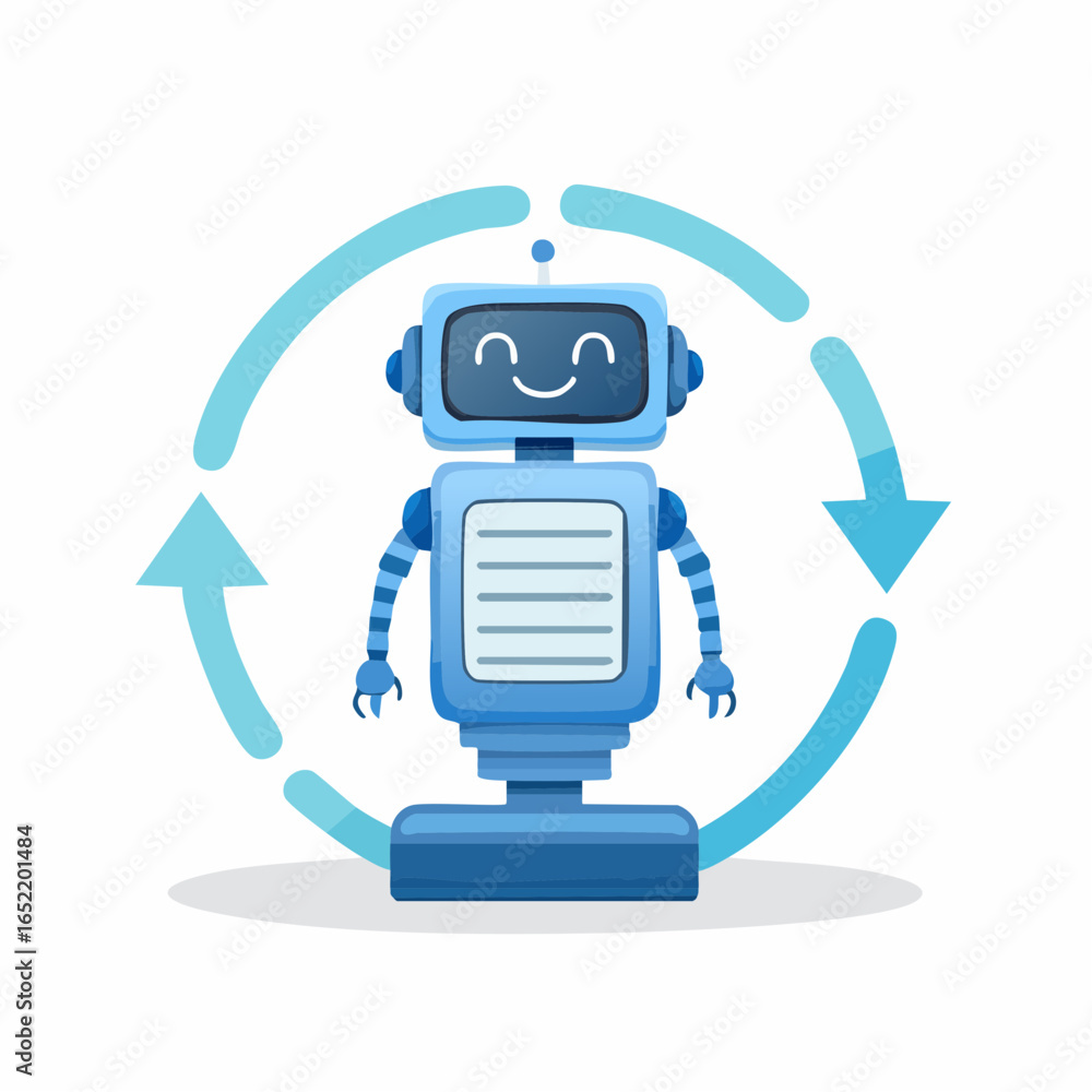 Fototapete digital network connection technology, business concept with computer and robot illustration vector 