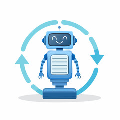 Obraz premium Digital network connection technology, business concept with computer and robot illustration vector icons