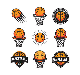 Basketball Logos Set and Emblems Collection