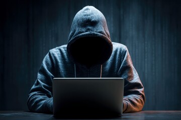 hacker stealing data from laptop