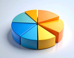 Obraz premium Colorful 3D pie chart on a white surface