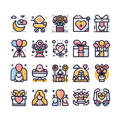 Fototapeta premium Mother’s Day, icons set