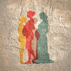 Pregnant women silhouettes. Motherhood sign.