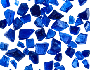 Abstract Mysterious Blue Crystal Shards, Floating in Mid-Air, Isolated